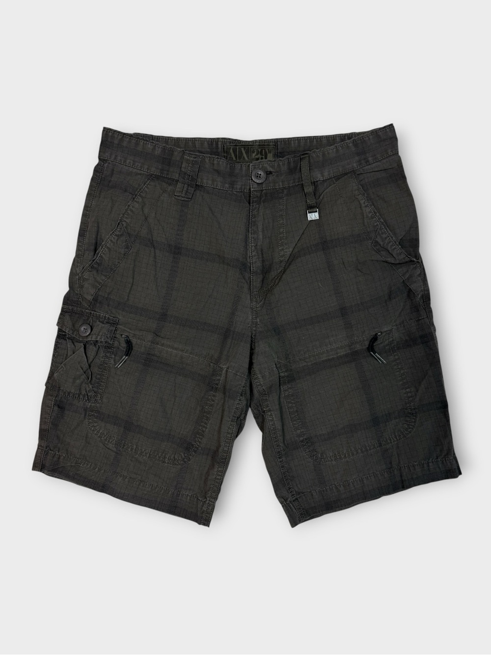 Armani Exchange Cargo Shorts, Tonal Plaid Ripstop